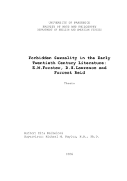 Forbidden Sexuality in the Early Twentieth Century Literature: E.M.Forster, D.H.Lawrence and Forrest Reid