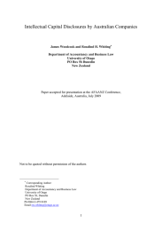 Intellectual Capital Disclosures by Australian Companies