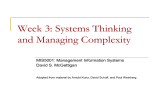 Week 3: Systems Thinking and Managing Complexity MIS5001: Management Information Systems