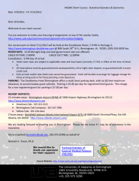 NIGMS Short Course:  Statistical Genetics &amp; Genomics  Dear attendee,