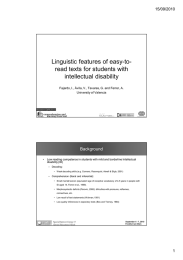 Linguistic features of easy-to- read texts for students with intellectual disability Background