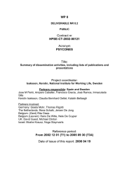 WP 8 HPSE-CT-2002-00121  PSYCONES