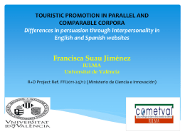 Francisca Suau Jiménez TOURISTIC PROMOTION IN PARALLEL AND COMPARABLE CORPORA