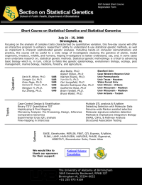 Short Course on Statistical Genetics and Statistical Genomics  Birmingham, AL