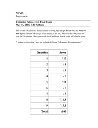 NAME: Computer Science 461 May 16, 2010, 1:00-3:00pm