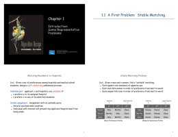 Chapter 1 1.1  A First Problem:  Stable Matching Introduction: Some Representative