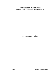 UNIVERZITA PARDUBICE FAKULTA EKONOMICKO-SPR&Aacute;VN&Iacute;  DIPLOMOV&Aacute; PR&Aacute;CE