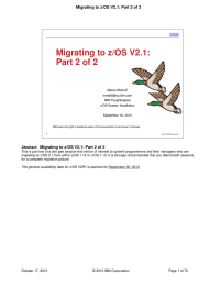 Migrating to z/OS V2.1: Part 2 of 2