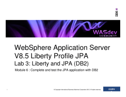 WebSphere Application Server V8.5 Liberty Profile JPA
