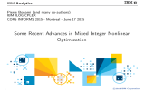 Some Recent Advances in Mixed Integer Nonlinear Optimization IBM Analytics