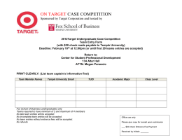 ON TARGET CASE COMPETITION Sponsored by Target Corporation and hosted by