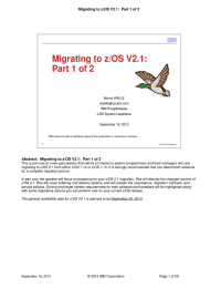 Migrating to z/OS V2.1: Part 1 of 2