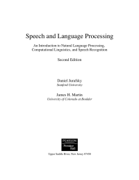 Speech and Language Processing Second Edition Daniel Jurafsky James H. Martin