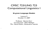 CMSC 723/LING 723 Computational Linguistics I