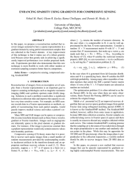 ENHANCING SPARSITY USING GRADIENTS FOR COMPRESSIVE SENSING University of Maryland,