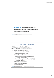 Lecture Contents LECTURE 6: MESSAGE-ORIENTED COMMUNICATION II: MESSAGING IN