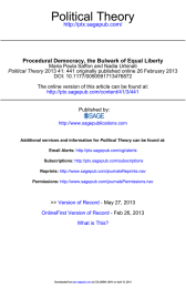 Political Theory  Procedural Democracy, the Bulwark of Equal Liberty