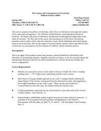 The Causes and Consequences of Terrorism Political Science G8839 Prof. Page Fortna