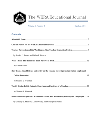 The WERA Educational Journal  Contents