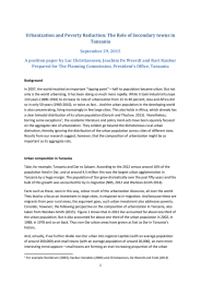 Urbanization and Poverty Reduction: The Role of Secondary towns in Tanzania