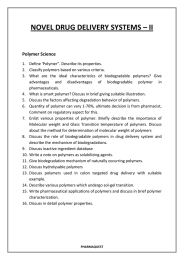 NOVEL DRUG DELIVERY SYSTEMS – II  Polymer Science