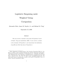 Legislative Bargaining under Weighted Voting: Corrigendum