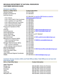 MICHIGAN DEPARTMENT OF NATURAL RESOURCES CUSTOMER SERVICES GUIDE Divisions and Offices