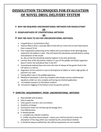 DISSOLUTION TECHNIQUES FOR EVALUATION OF NOVEL DRUG DELIVERY SYSTEM 