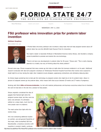 FSU professor wins innovation prize for preterm labor invention ­ Florida State 24/7