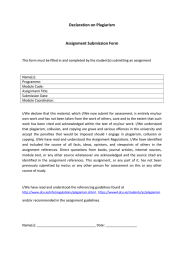 Declaration on Plagiarism  Assignment Submission Form