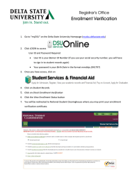 Enrollment Verification Registrar’s Office