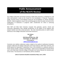 Public Announcement of the NCATE Review