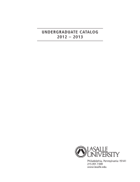 UNDERGRADUATE CATALOG 2012 – 2013 Philadelphia, Pennsylvania 19141 215.951.1500