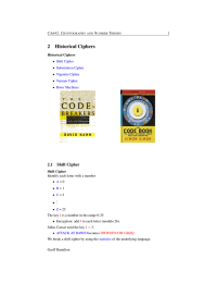 2 Historical Ciphers 2.1 Shift Cipher