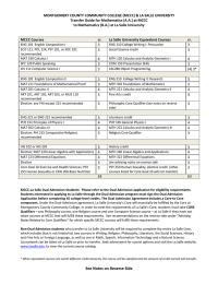 MONTGOMERY COUNTY COMMUNITY COLLEGE (MCCC) &amp; LA SALLE UNIVERSITY