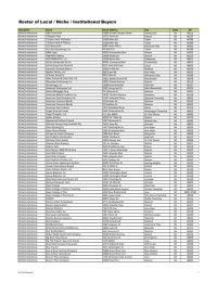 Roster of Local / Niche / Institutional Buyers