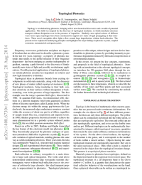 Topological Photonics Lu, John D. Joannopoulos, and Marin Soljaˇci´c