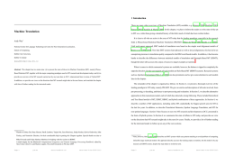 Machine Translation 1 Introduction