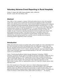 Voluntary Adverse Event Reporting in Rural Hospitals Abstract