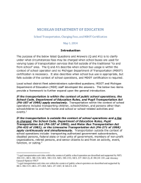 MICHIGAN DEPARTMENT OF EDUCATION  School Transportation, Charging Fees, and MDOT Certification