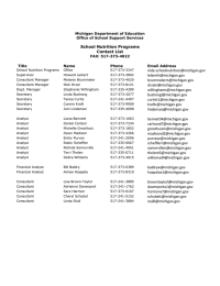 School Nutrition Programs Contact List