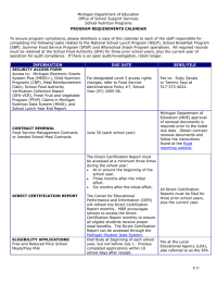 Michigan Department of Education Office of School Support Services School Nutrition Programs