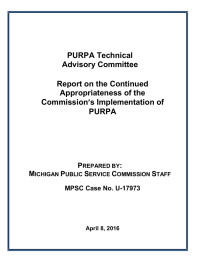 PURPA Technical Advisory Committee  Report on the Continued