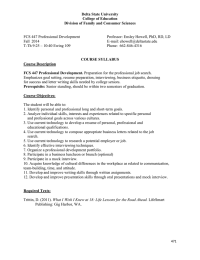 FCS 447 Professional Development Professor: Ensley Howell, PhD, RD, LD