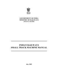 INDIAN RAILWAYS SMALL TRACK MACHINE MANUAL  GOVERNMENT OF INDIA