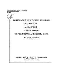 4 TOXICOLOGY ANDCARCINOGENESIS STUDIES OF d-LIMONENE