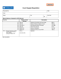 Court Supply Requisition  MI Quantity