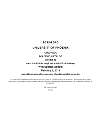 2015-2016 UNIVERSITY OF PHOENIX  Volume 49
