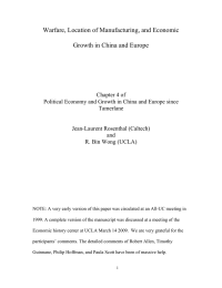 Warfare, Location of Manufacturing, and Economic Growth in China and Europe