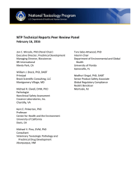 NTP	Technical	Reports	Peer	Review	Panel February	16,	2016